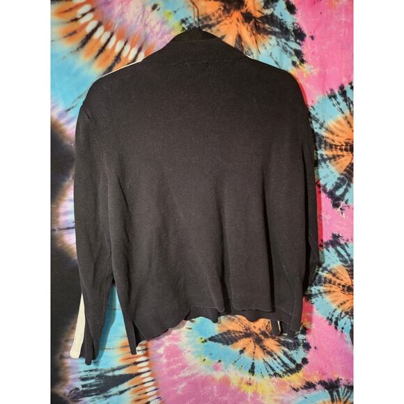 Vintage BCBG Maxazria 1/4 Zip Black Sweater 100% Cotton Cropped Sweater XL - Picture 3 of 10